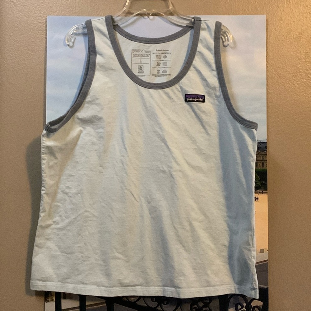Patagonia P-6 Organic cotton ringer tank in Fin Blue